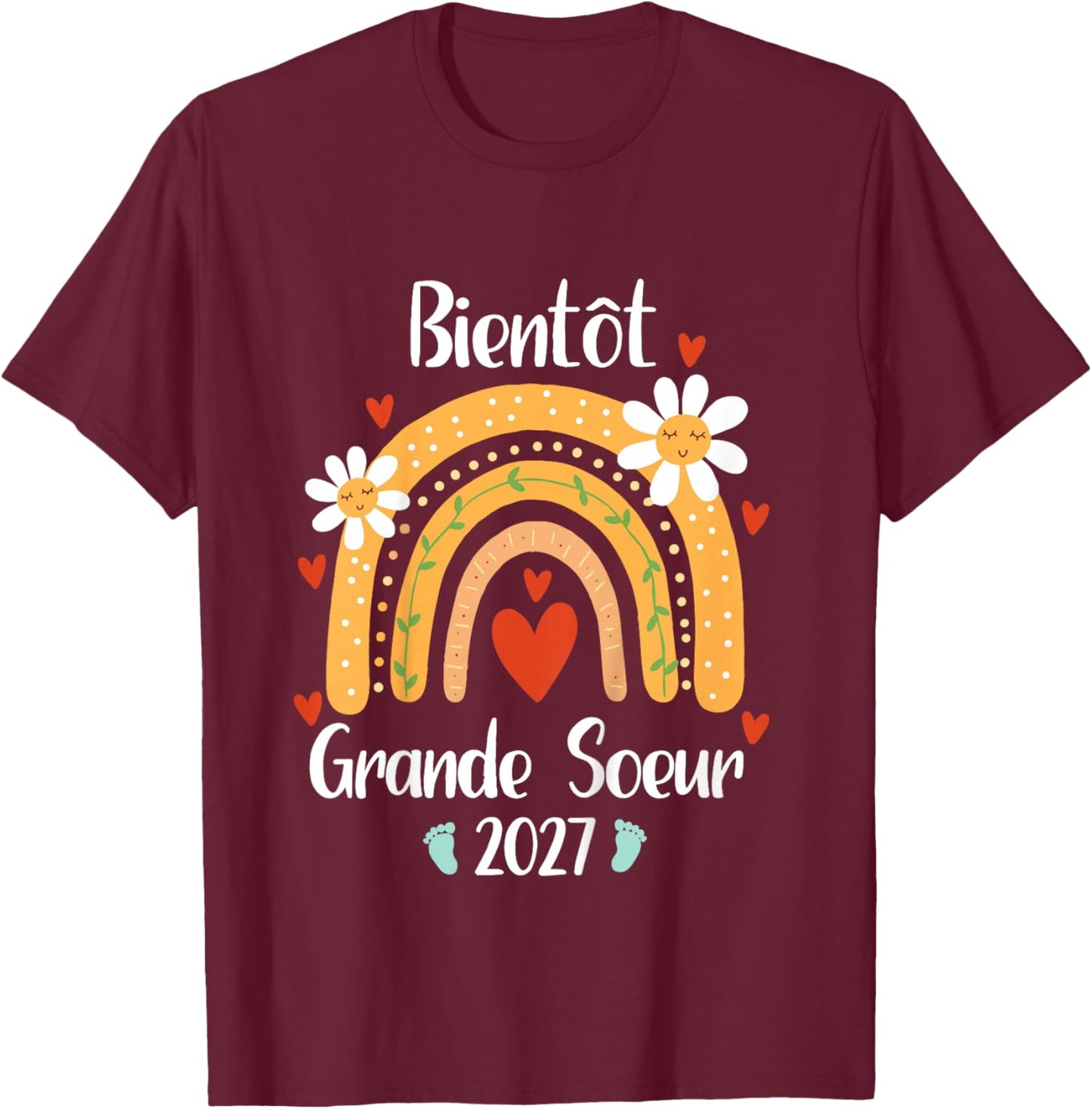 Enfant Future Grande Sœur 2027 Je Vais être Grande Soeur 2027 T-Shirt - T-Shirt | Maroon