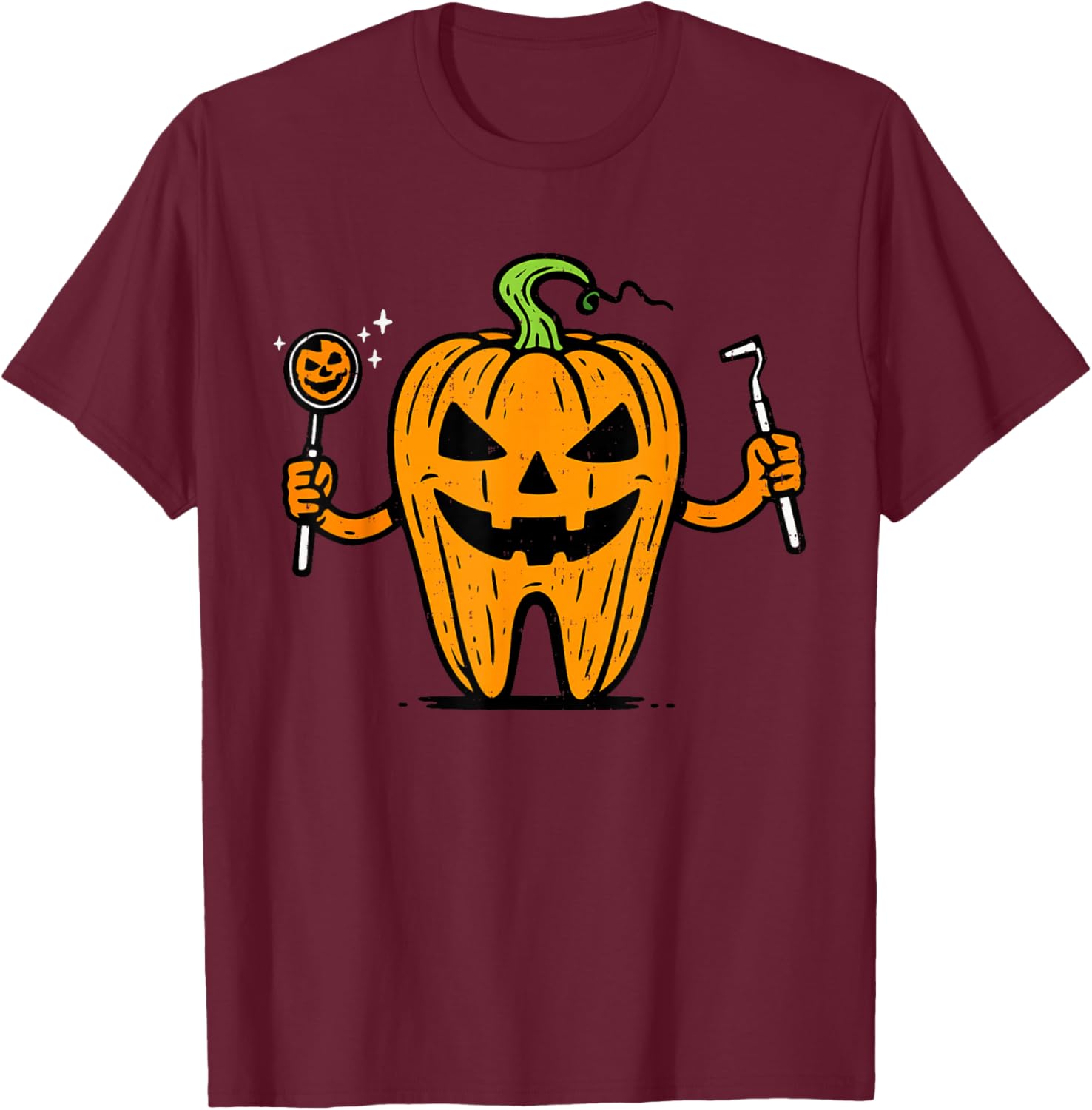 Dentist Tooth Pumpkin Halloween Dental Costume Men Women Kid T-Shirt - T-Shirt | Maroon