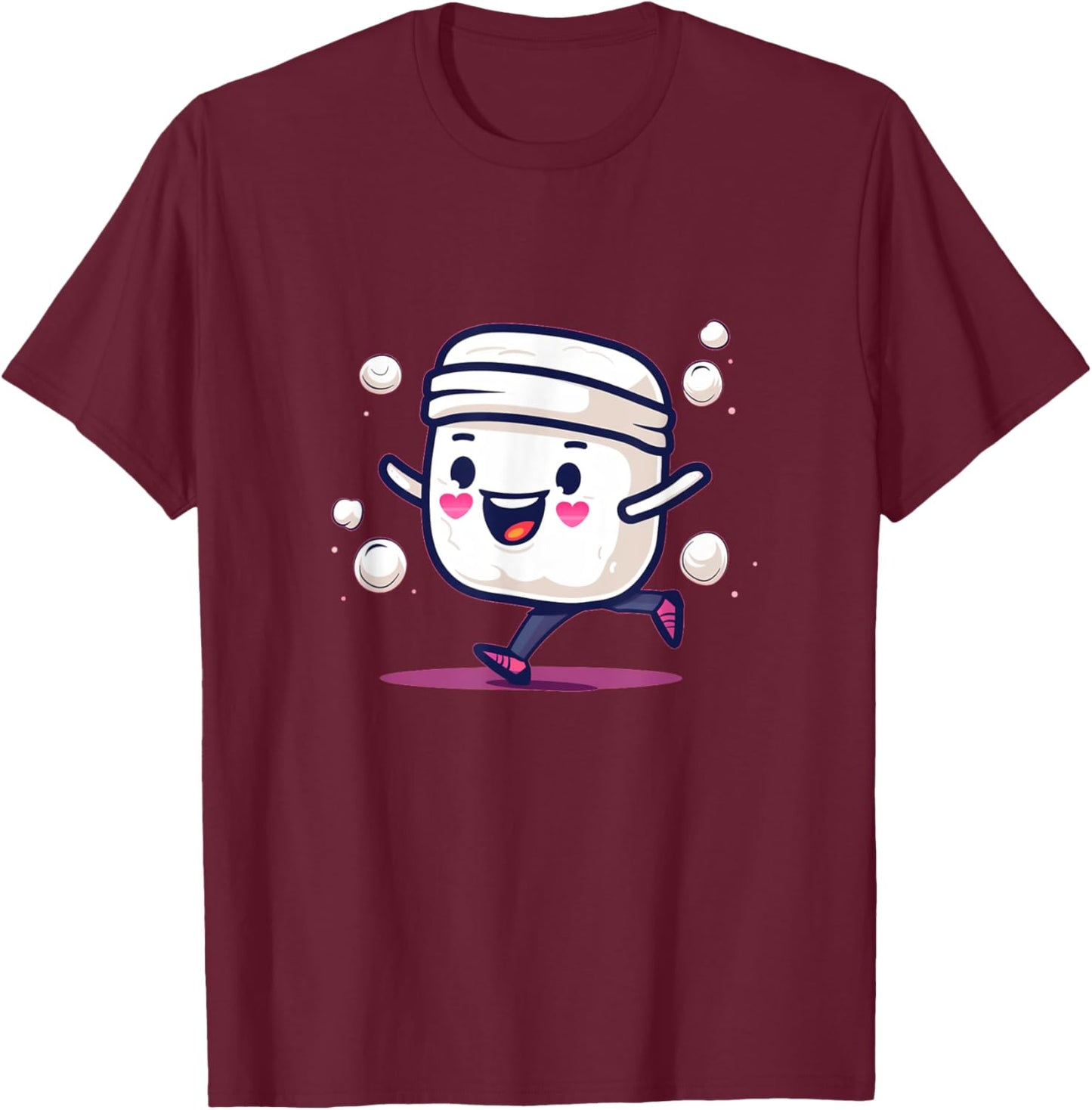 Jogging Marshmallow with Headband Costume for Boys and Girls T-Shirt - T-Shirt | Maroon
