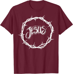 Jesus Crown of Thorns Graphic Design T-Shirt - T-Shirt | Maroon