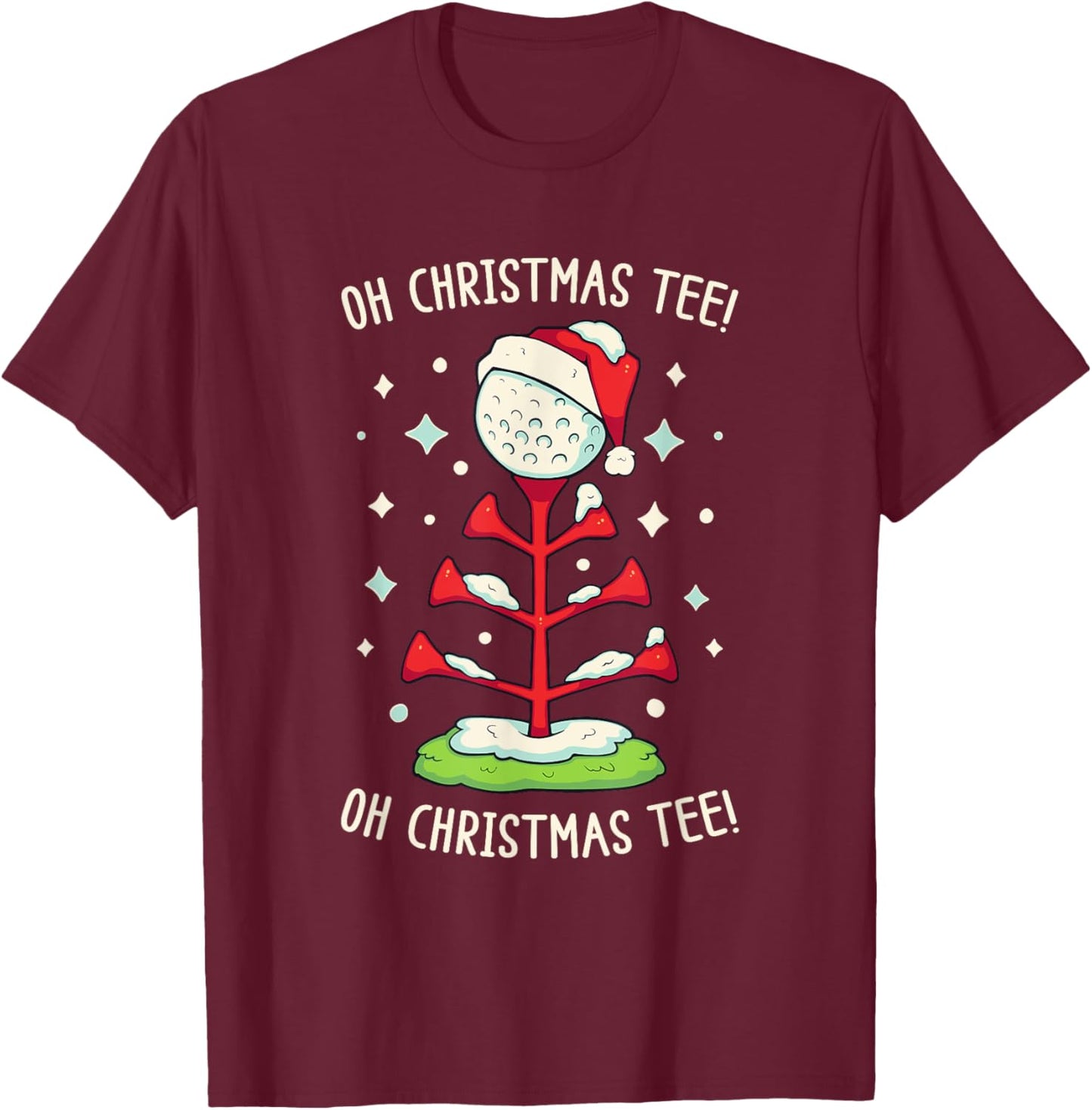 Funny Golf Christmas Shirt Oh Christmas Funny Pun Golf T-Shirt - T-Shirt | Maroon
