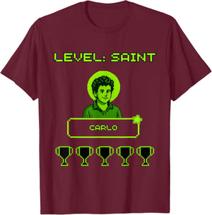 Catholic Saint Carlo, Gamer Trophy, All Saints Day T-Shirt - T-Shirt | Maroon