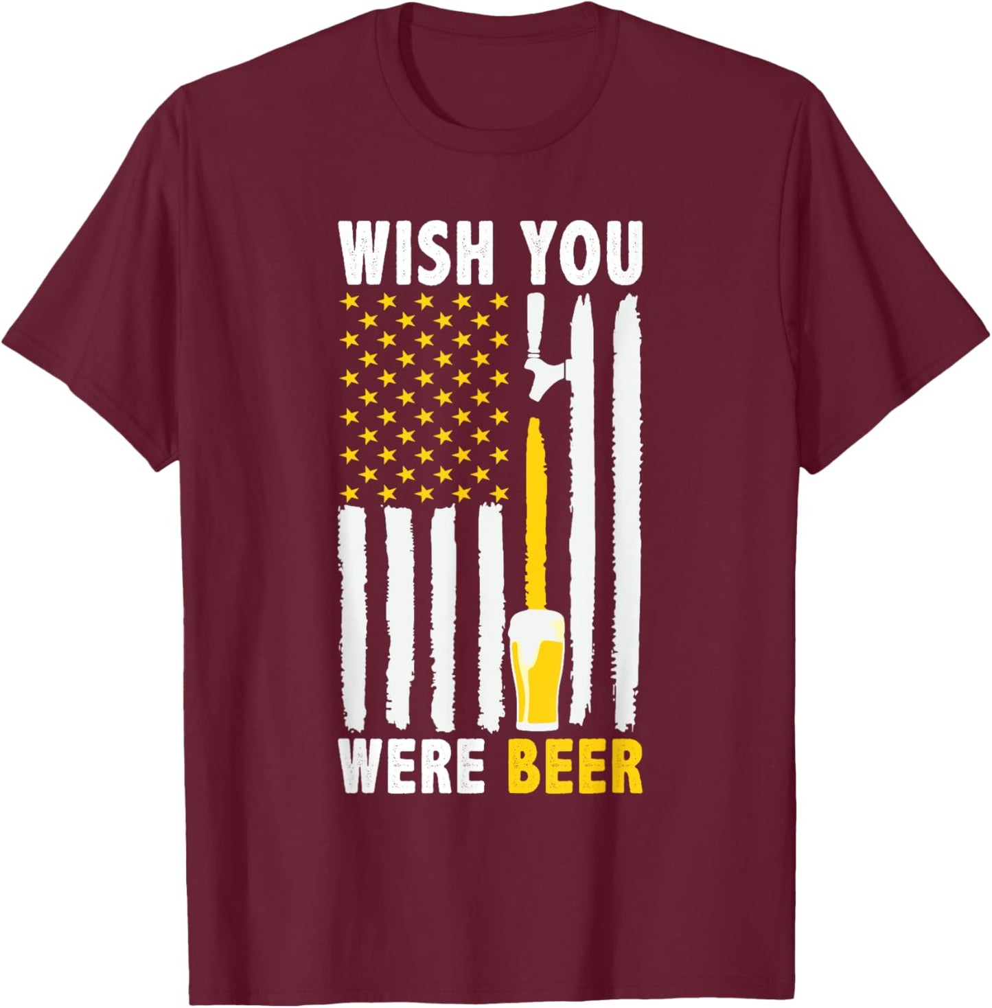 Wish You Were Beer Vintage Craft Beer Home Brewing Brewery T-Shirt - T-Shirt | Maroon