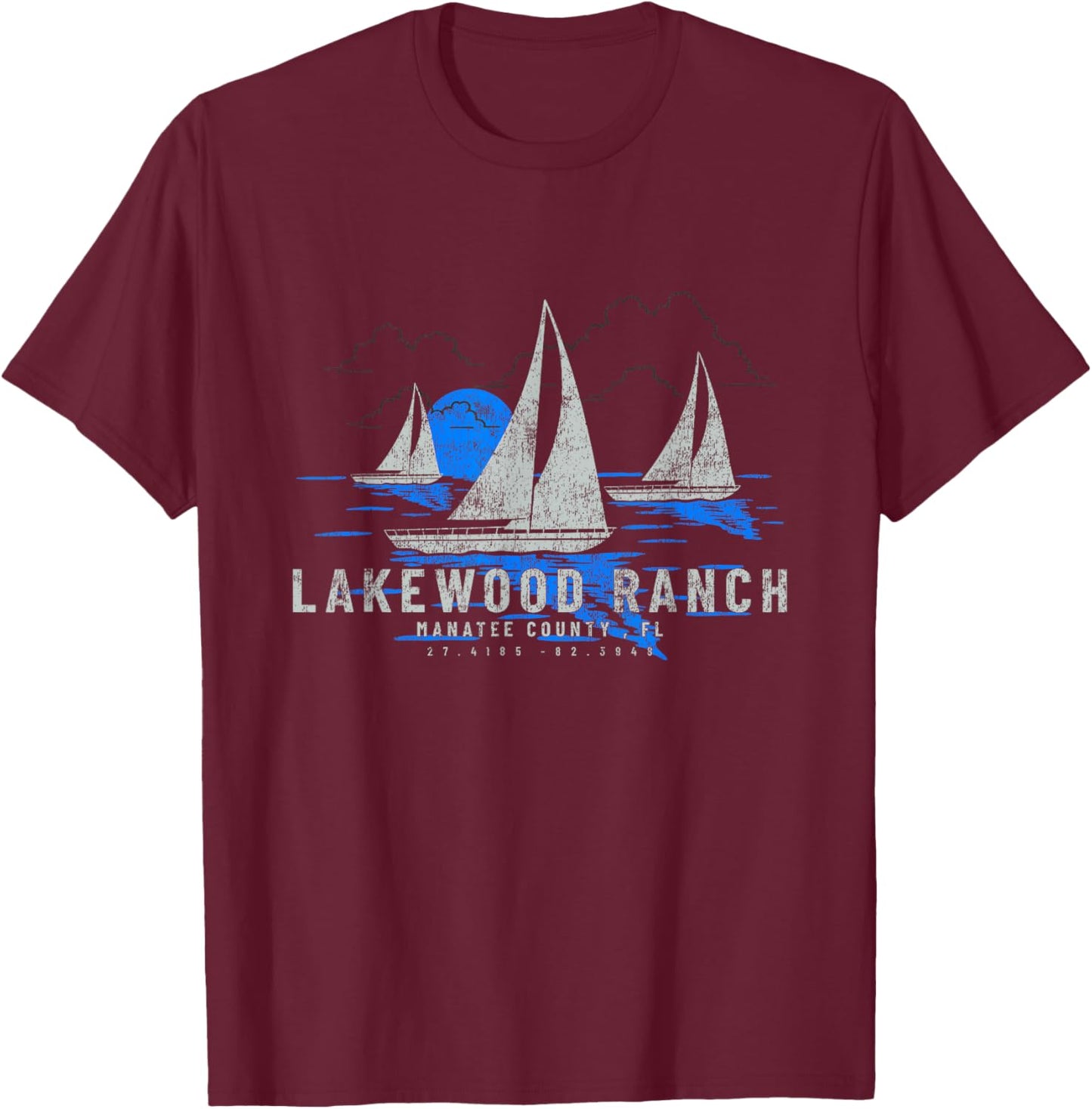 Lakewood Ranch Florida Yachting Souvenir Lakewood Ranch T-Shirt - T-Shirt | Maroon