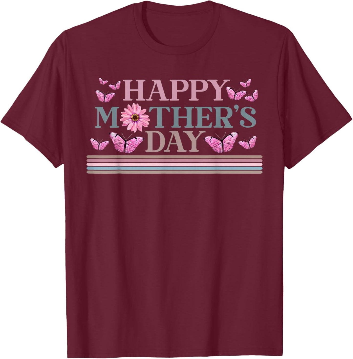 Happy Mother's Day 2026 Cute Floral , Mom, Grandma T-Shirt - T-Shirt | Maroon