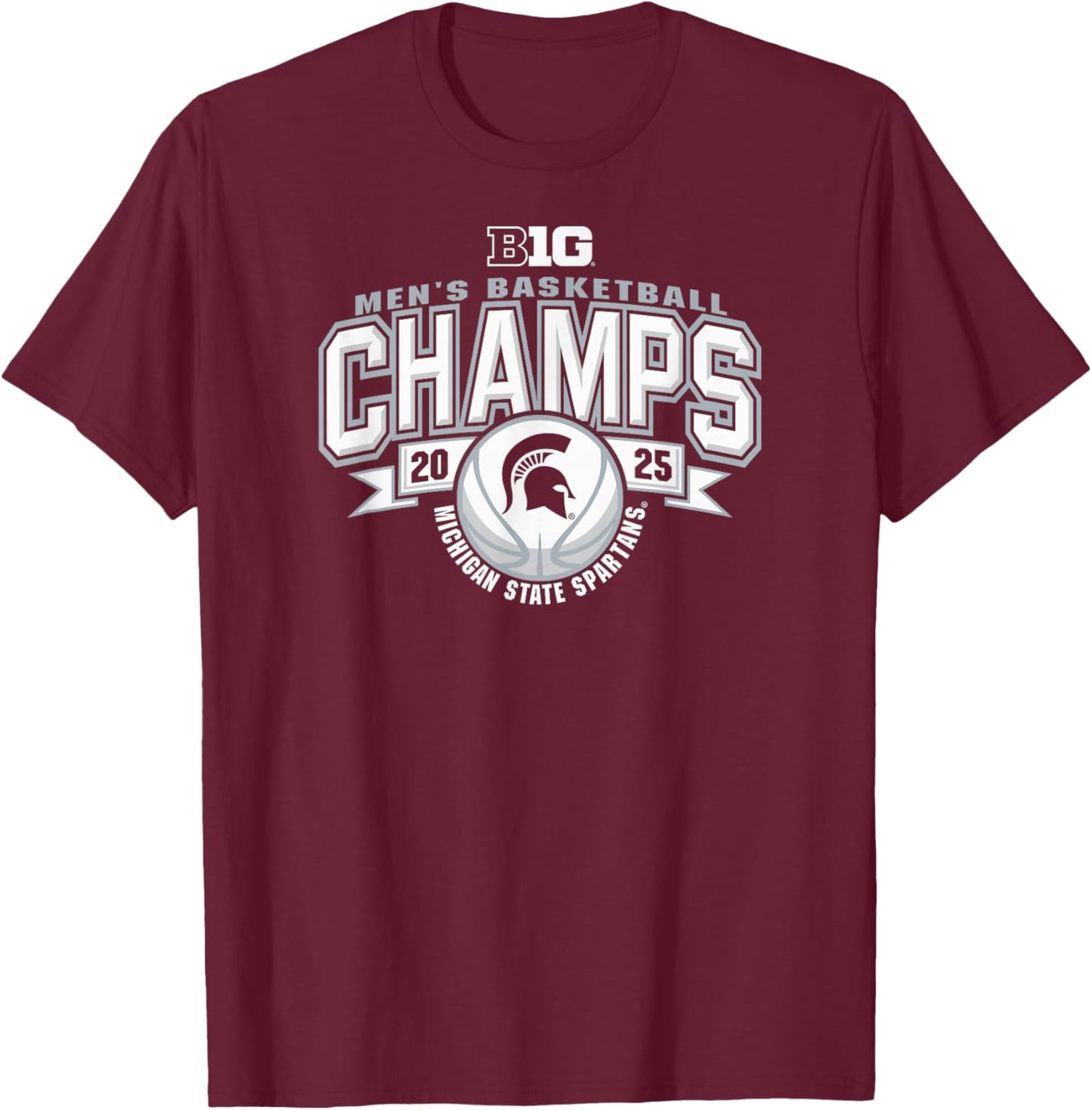 Michigan State Spartans Men's Basketball Big Ten Champs 2025 T-Shirt - T-Shirt | Maroon