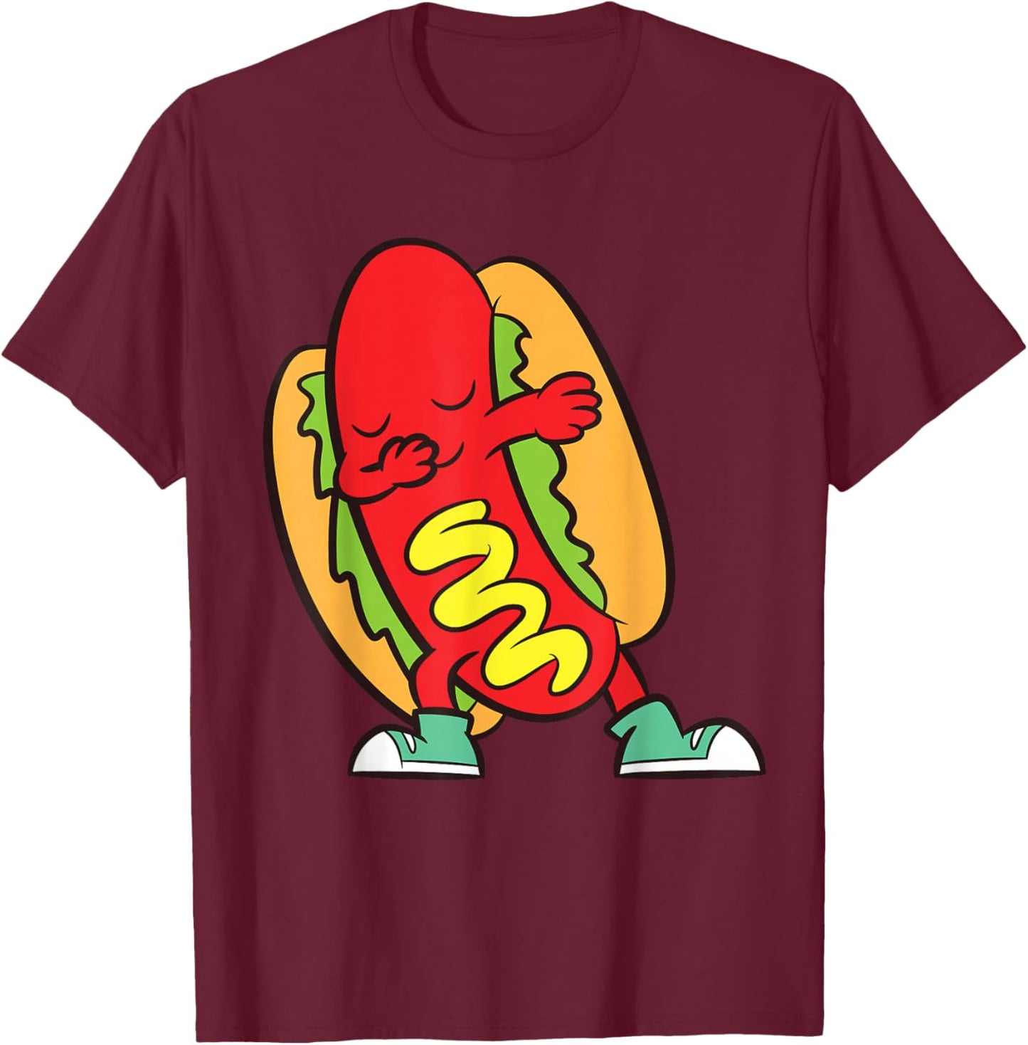 Dabbing Hotdog Cute Dabbing Hot Dog Men Women Girls Kids T-Shirt - T-Shirt | Maroon