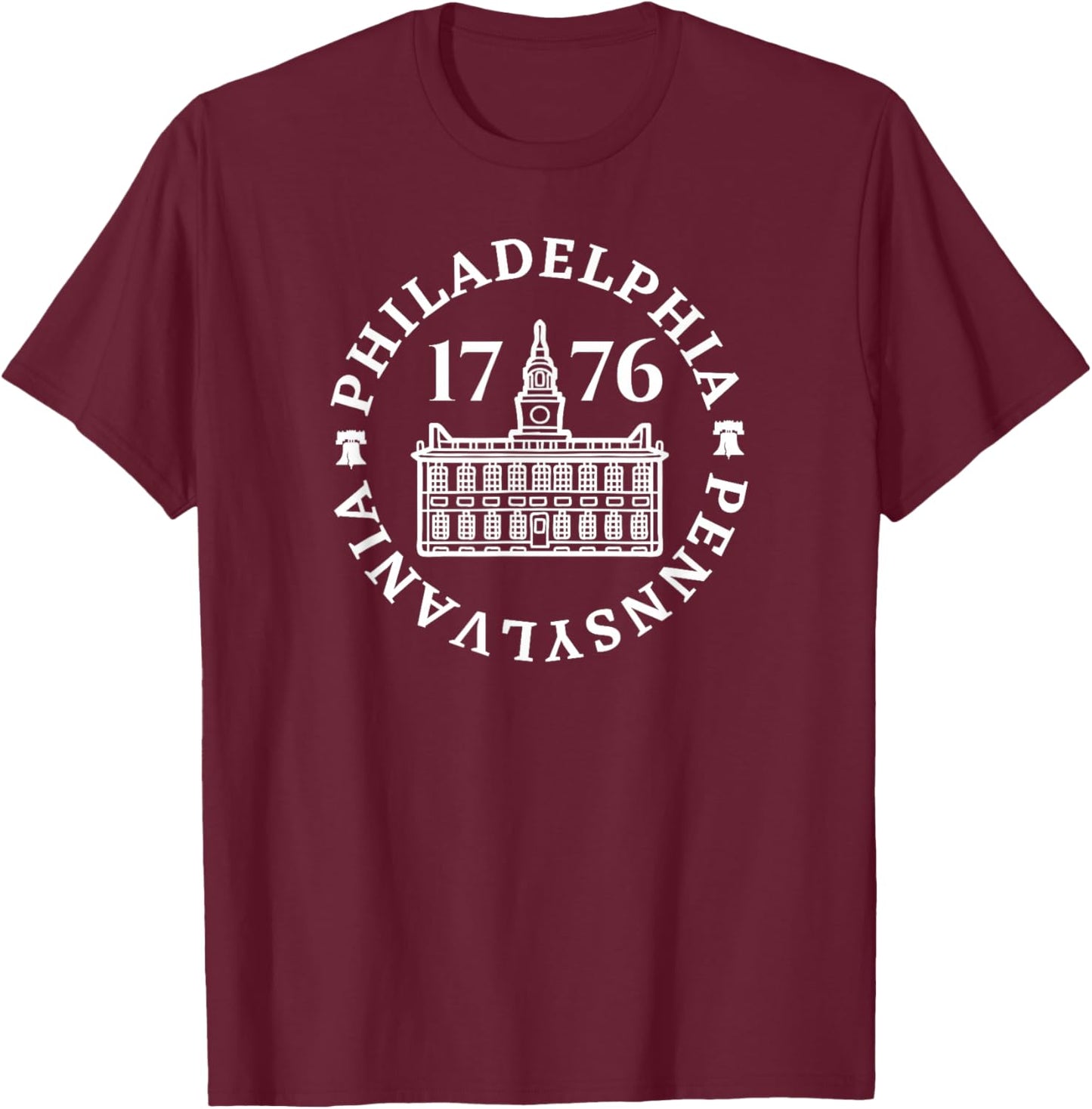 Independence Hall 1776 Philadelphia Pennsylvania Philly T-Shirt - T-Shirt | Maroon