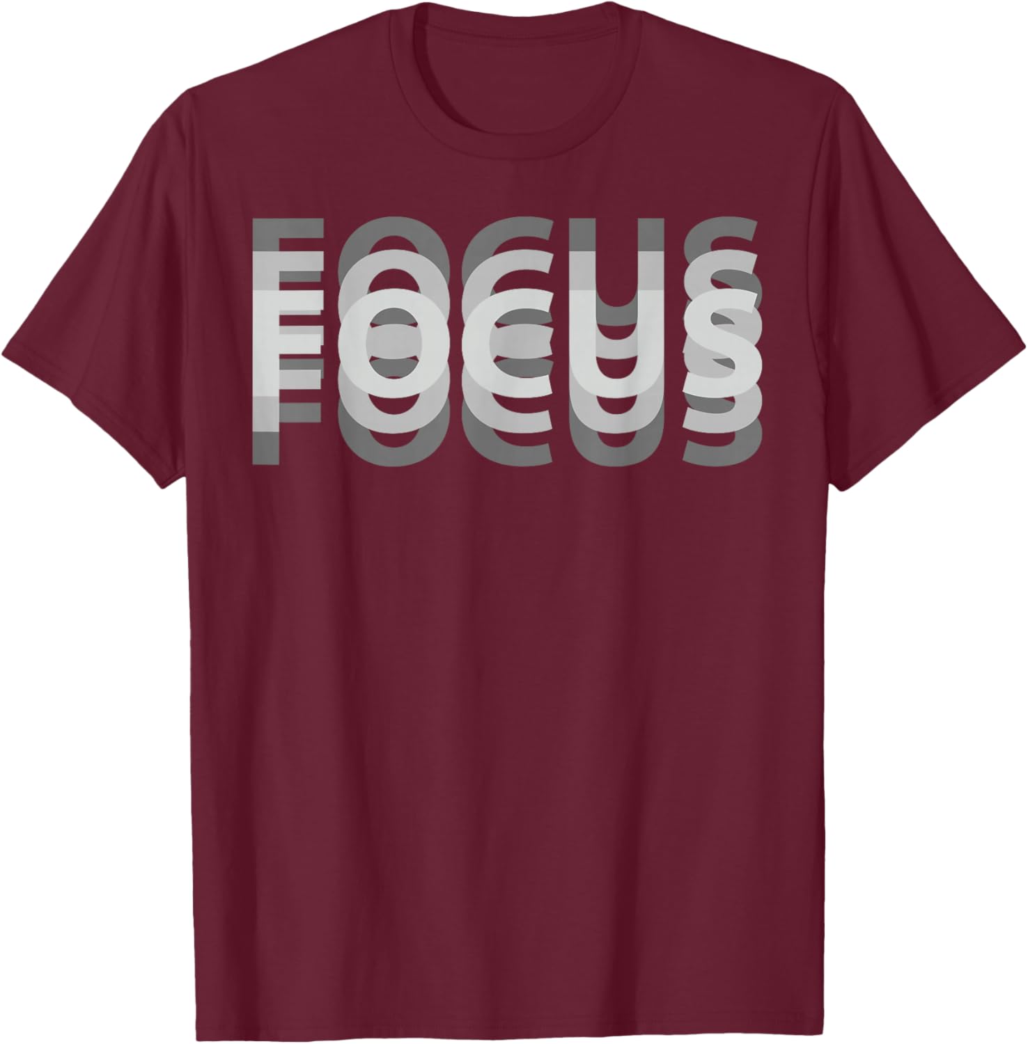 Focus Blurred Text Graphic T-Shirt - T-Shirt | Maroon