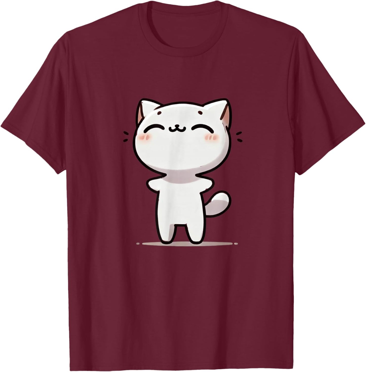Kawaii Anime Cat Kids T-Shirt - T-Shirt | Maroon