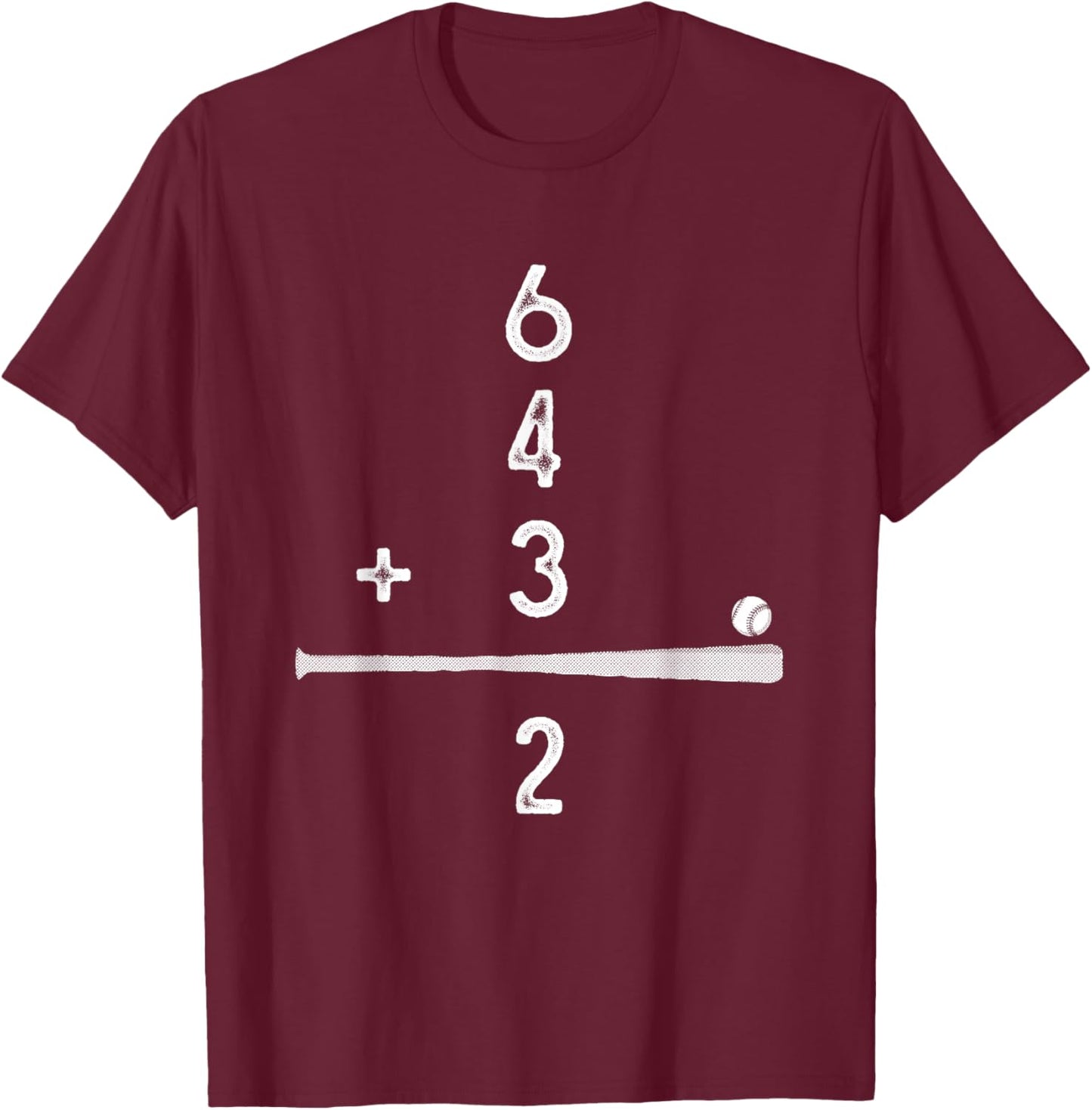 Baseball Player - 6 4 3 2 Double Play Baseball T-Shirt - T-Shirt | Maroon