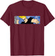 Johnny Bravo Panoramic Action Pose Funny Cartoon Network T-Shirt - T-Shirt | Maroon