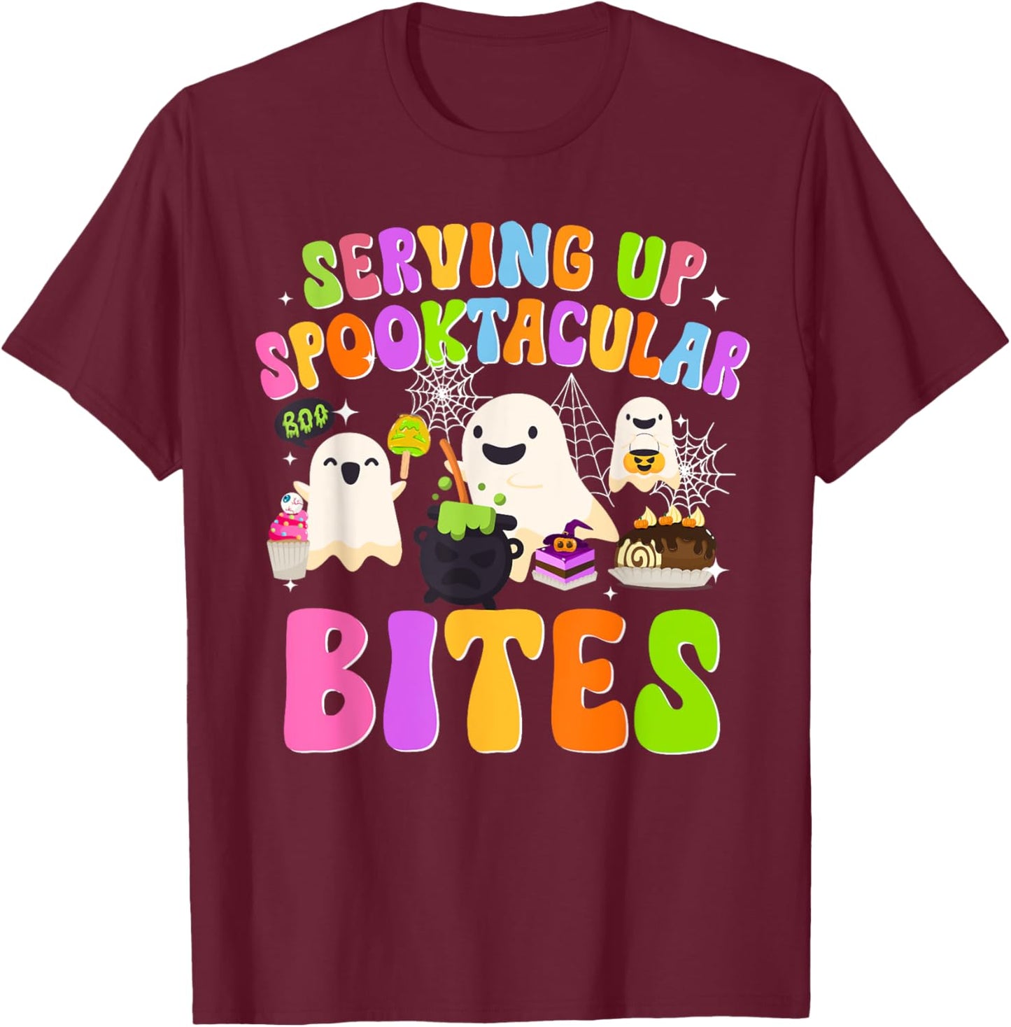 Spooky Lunch Lady Halloween School Cafeteria Worker Funny T-Shirt - T-Shirt | Maroon