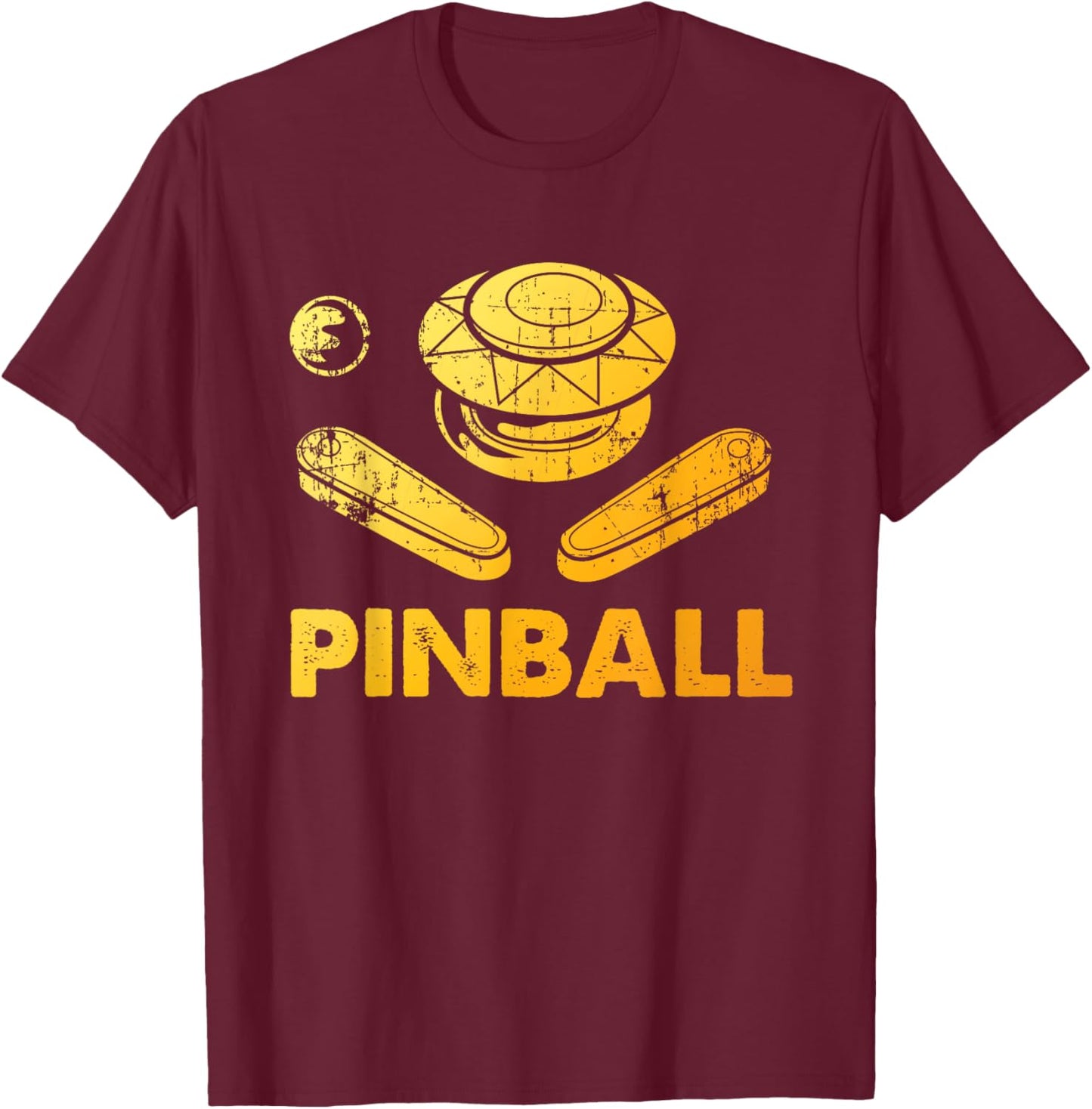 Cool Arcade Gaming Pinball Player Gift Men Women Vintage Pinball Funny Pinballer Machine Flipping Ball Lovers T-Shirt - T-Shirt | Maroon