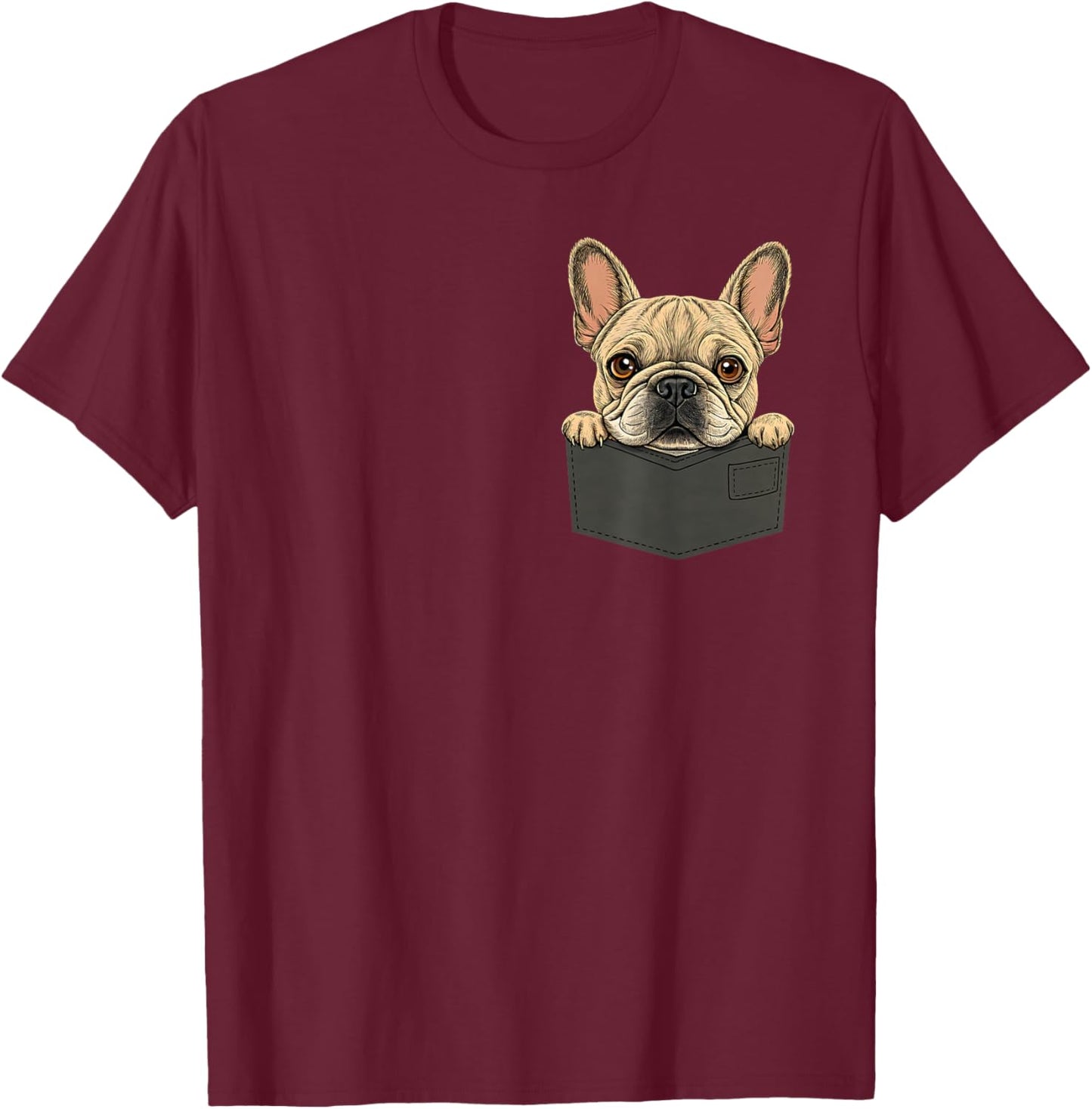 Cute French Bulldog Men Women Kids T-Shirt - T-Shirt | Maroon