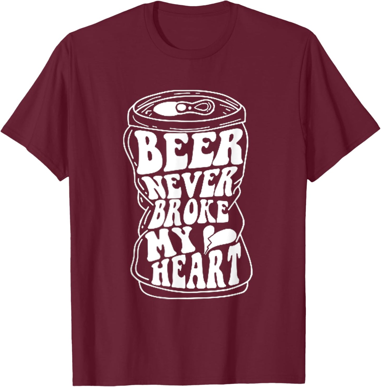 Long Neck Ice Cold Beer Never Broke My Heart T-Shirt - T-Shirt | Maroon