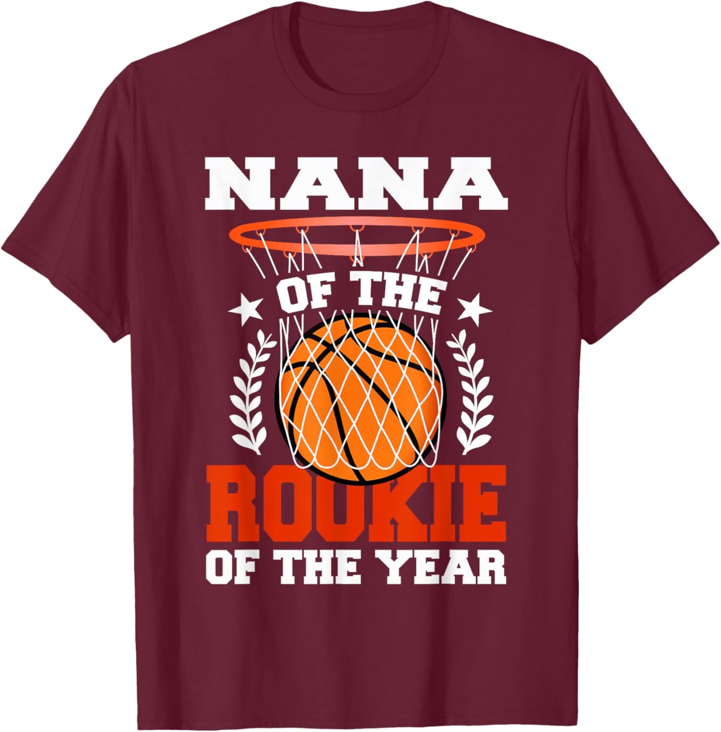 Nana Of Rookie 1st Basketball Birthday Theme Matching T-Shirt - T-Shirt | Maroon