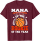 Nana Of Rookie 1st Basketball Birthday Theme Matching T-Shirt - T-Shirt | Maroon