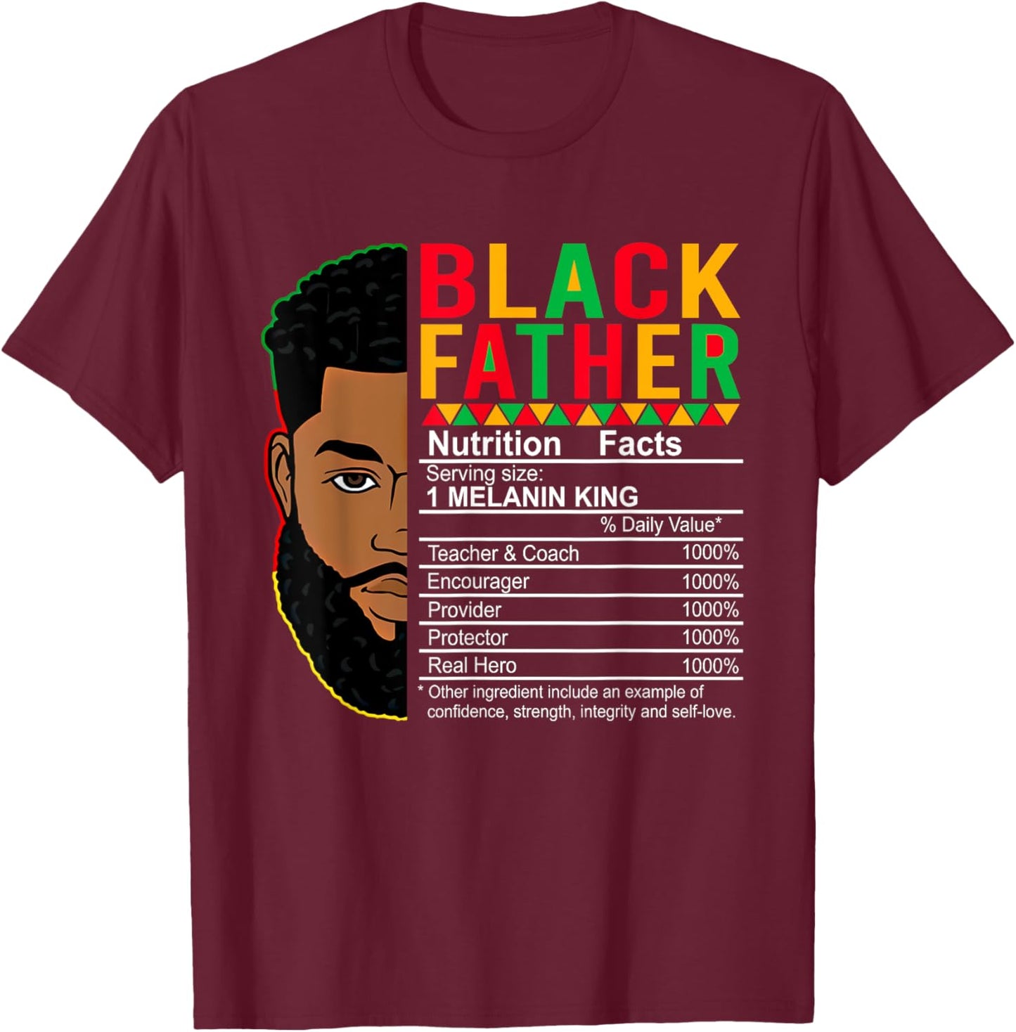 Proud African Dad Black Father Juneteenth Father's Day 2025 T-Shirt - T-Shirt | Maroon