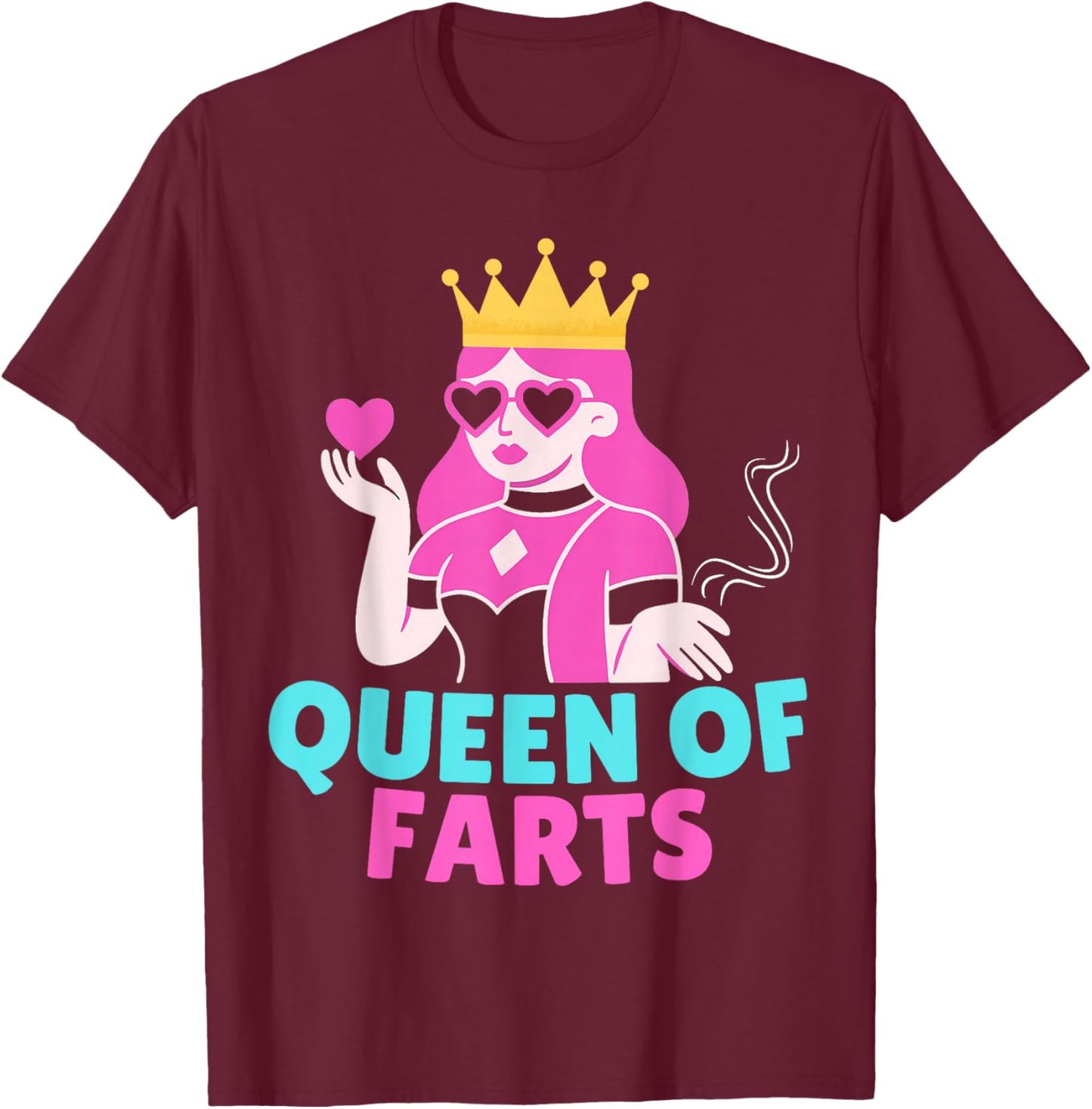 Queen of Farts Inappropriate Embarrassing Playing Card T-Shirt - T-Shirt | Maroon