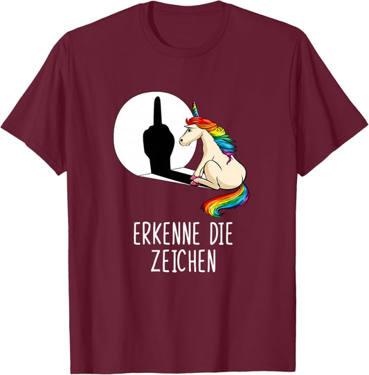 Lustiger Spruch Einhorn Erkenne die Zeichen Premium T-Shirt - T-Shirt | Maroon