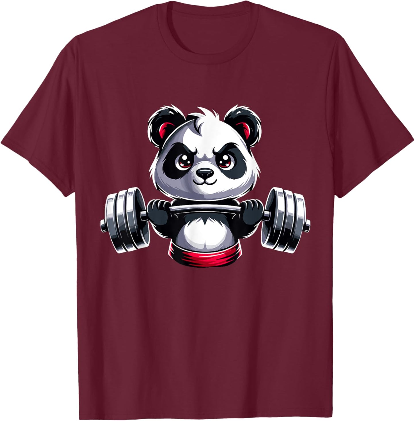 Panda Workout Fitness Gym Bodybuilder Weightlifting T-Shirt - T-Shirt | Maroon