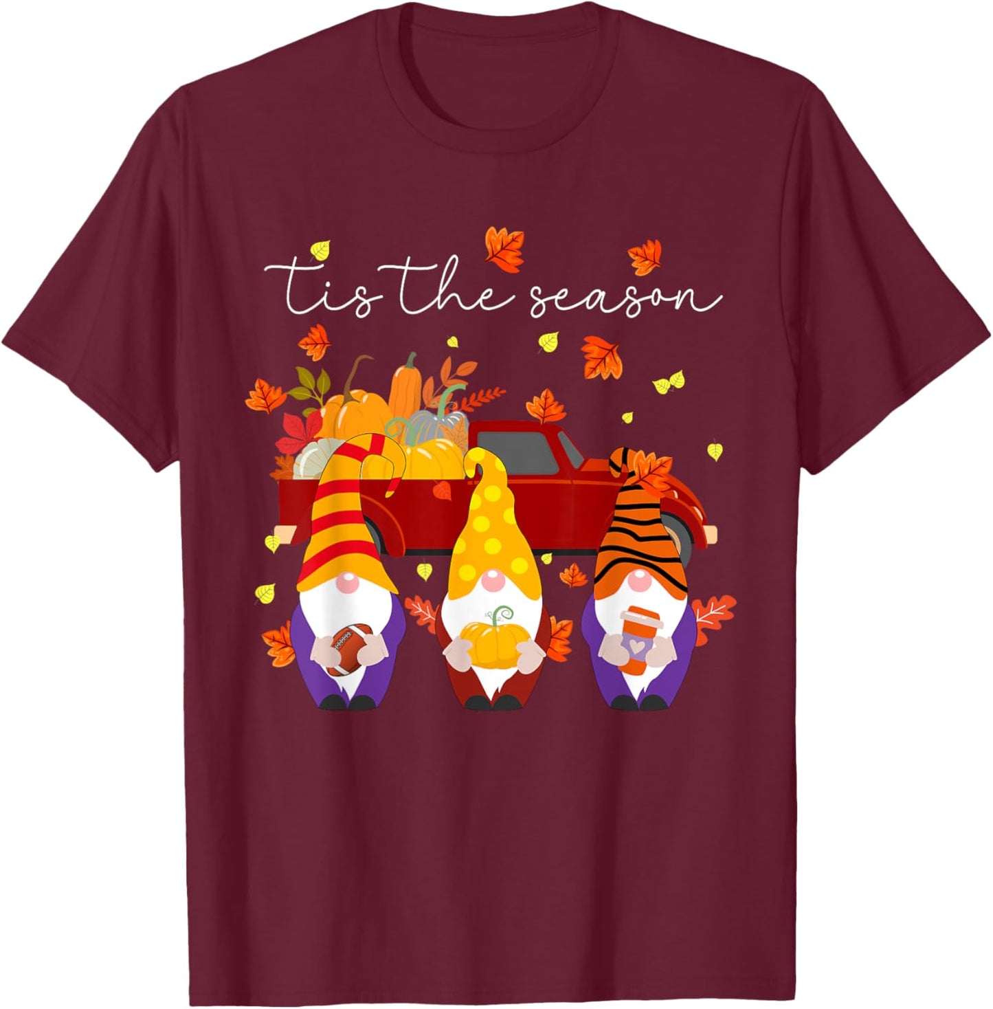 Tis The Season Fall Pumpkin Gomes Thanksgiving Football T-Shirt - T-Shirt | Maroon