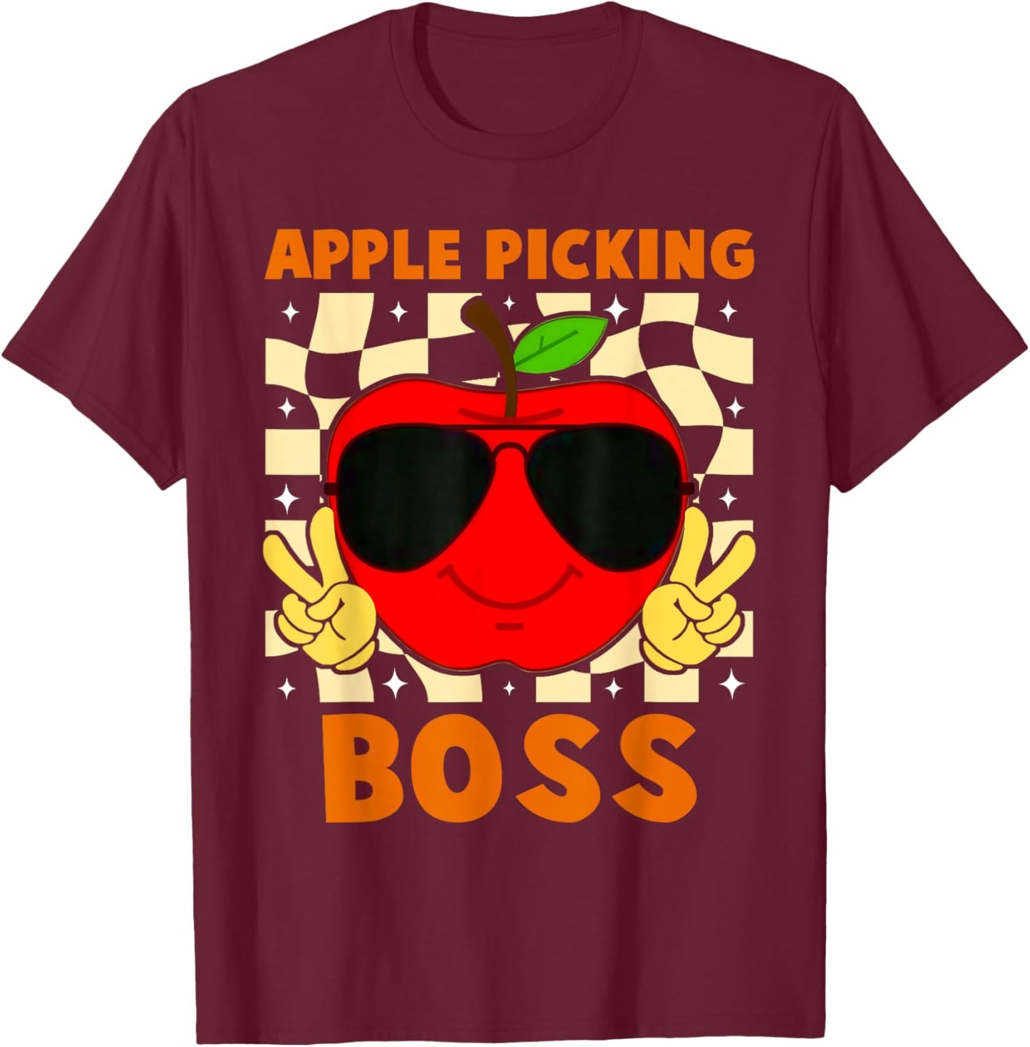 Apple Picking Boss Apples Orchard Pumpkin Farm Family Trip T-Shirt - T-Shirt | Maroon