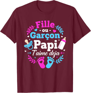 Annonce Sexe Bebe Baby Shower Papi Bebe Fille Ou Garcon T-Shirt - T-Shirt | Maroon