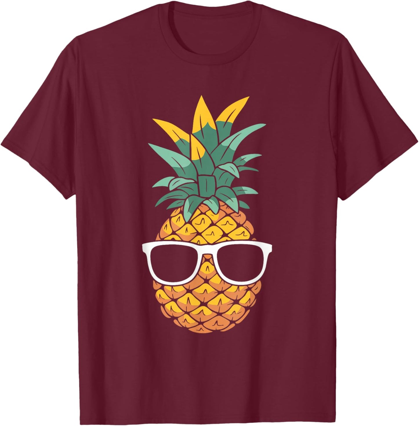 Cool Pineapple Wearing Sunglasses Funny Fruit T-Shirt - T-Shirt | Maroon