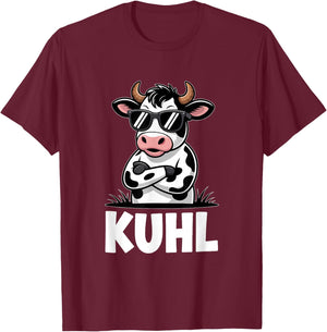Kuhl Coole Kuh Bauer Lustiges Landwirtschaft T-Shirt - T-Shirt | Maroon