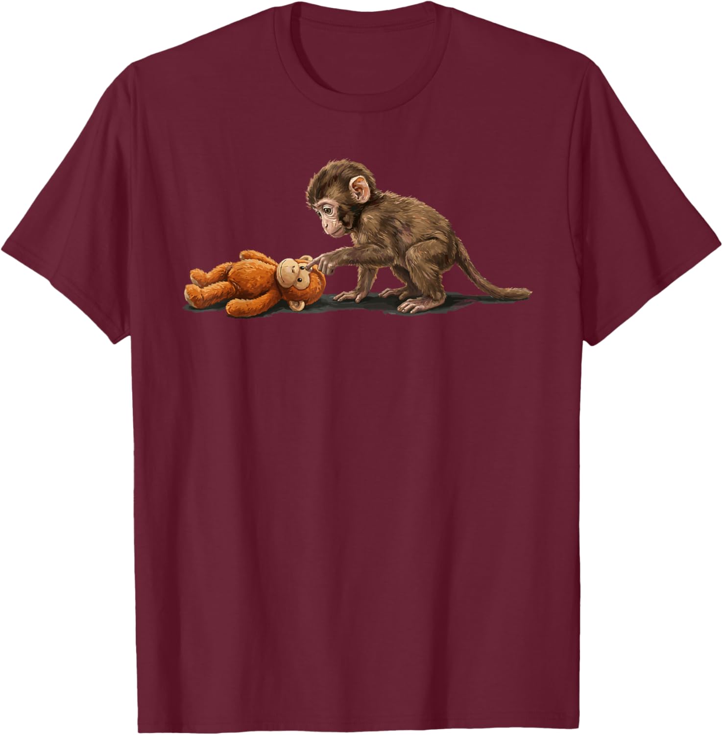 Cute Baby Monkey Punch Meme Women Men T-Shirt - T-Shirt | Maroon