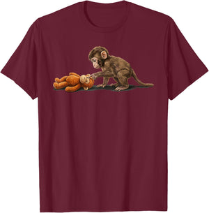 Cute Baby Monkey Punch Meme Women Men T-Shirt - T-Shirt | Maroon