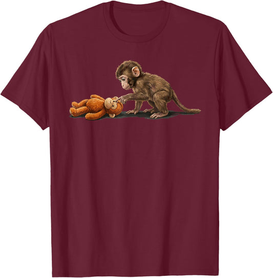 Cute Baby Monkey Punch Meme Women Men T-Shirt - T-Shirt | Maroon
