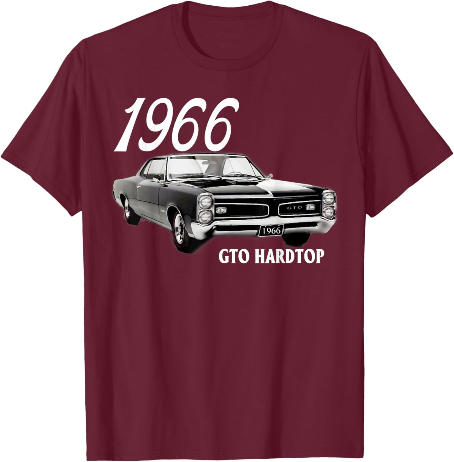 1966 66 GTO Classic Car Old School Muscle Yellow Car T-Shirt - T-Shirt | Maroon