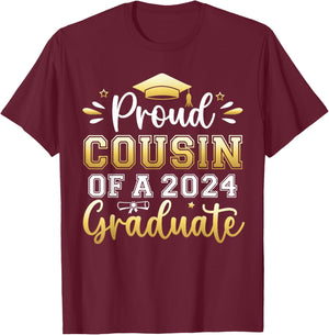 Proud Cousin of a 2024 Graduate Senior Graduation Men Women T-Shirt - T-Shirt | Maroon