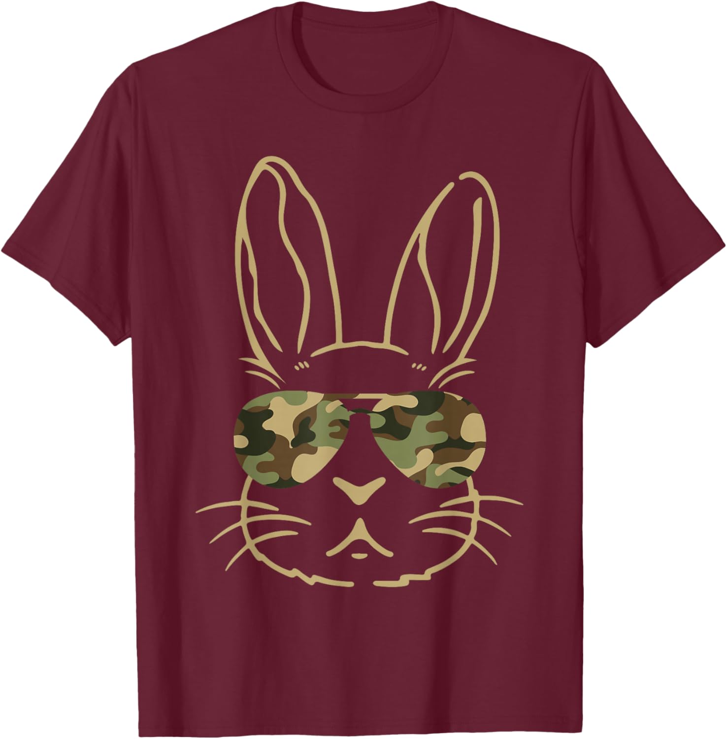 Bunny Ears Retro Vintage Sunglasses Funny Boys Easter Camo T-Shirt - T-Shirt | Maroon