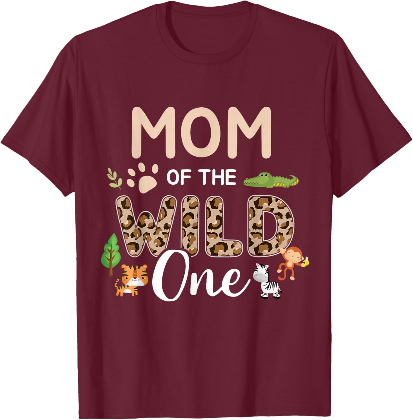 Mom of the wild one birthday girl matching family party T-Shirt - T-Shirt | Maroon