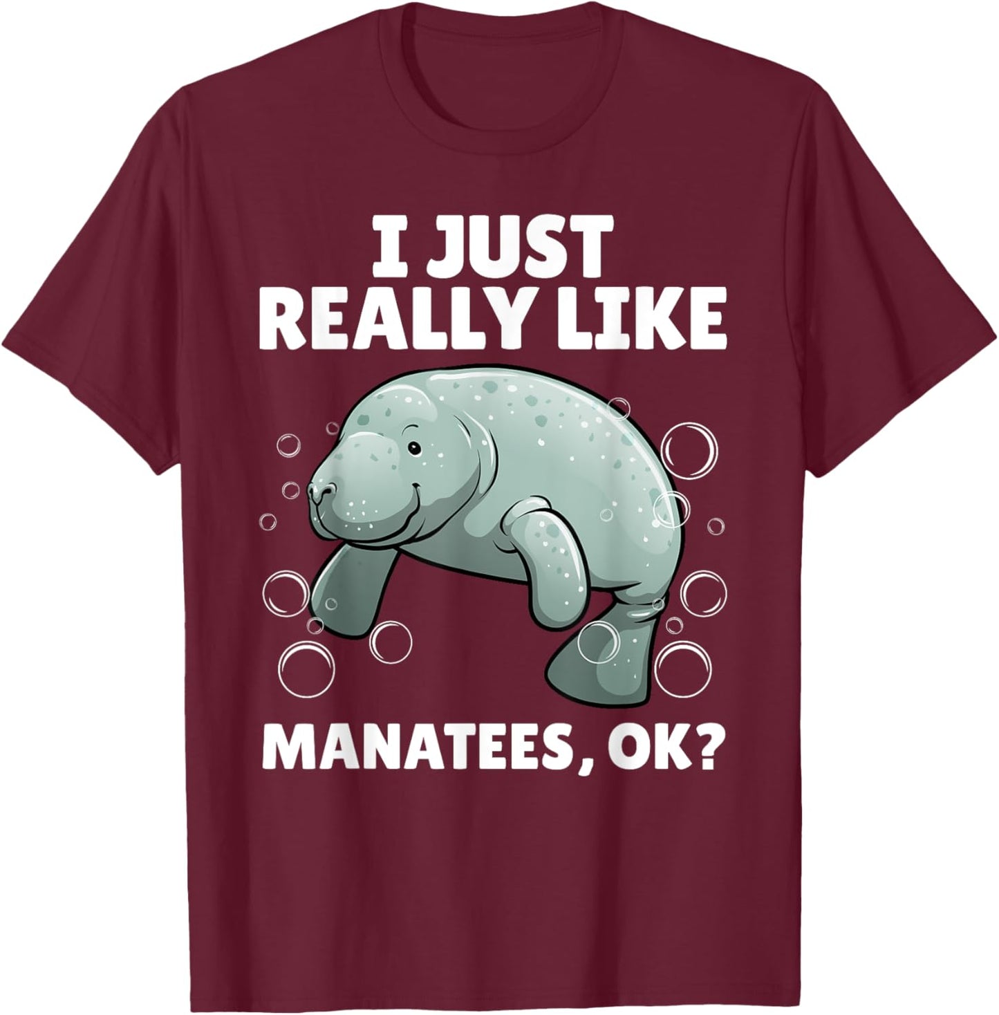 Funny Manatee Art Women Kids Sea Cow Manatee Lover T-Shirt - T-Shirt | Maroon