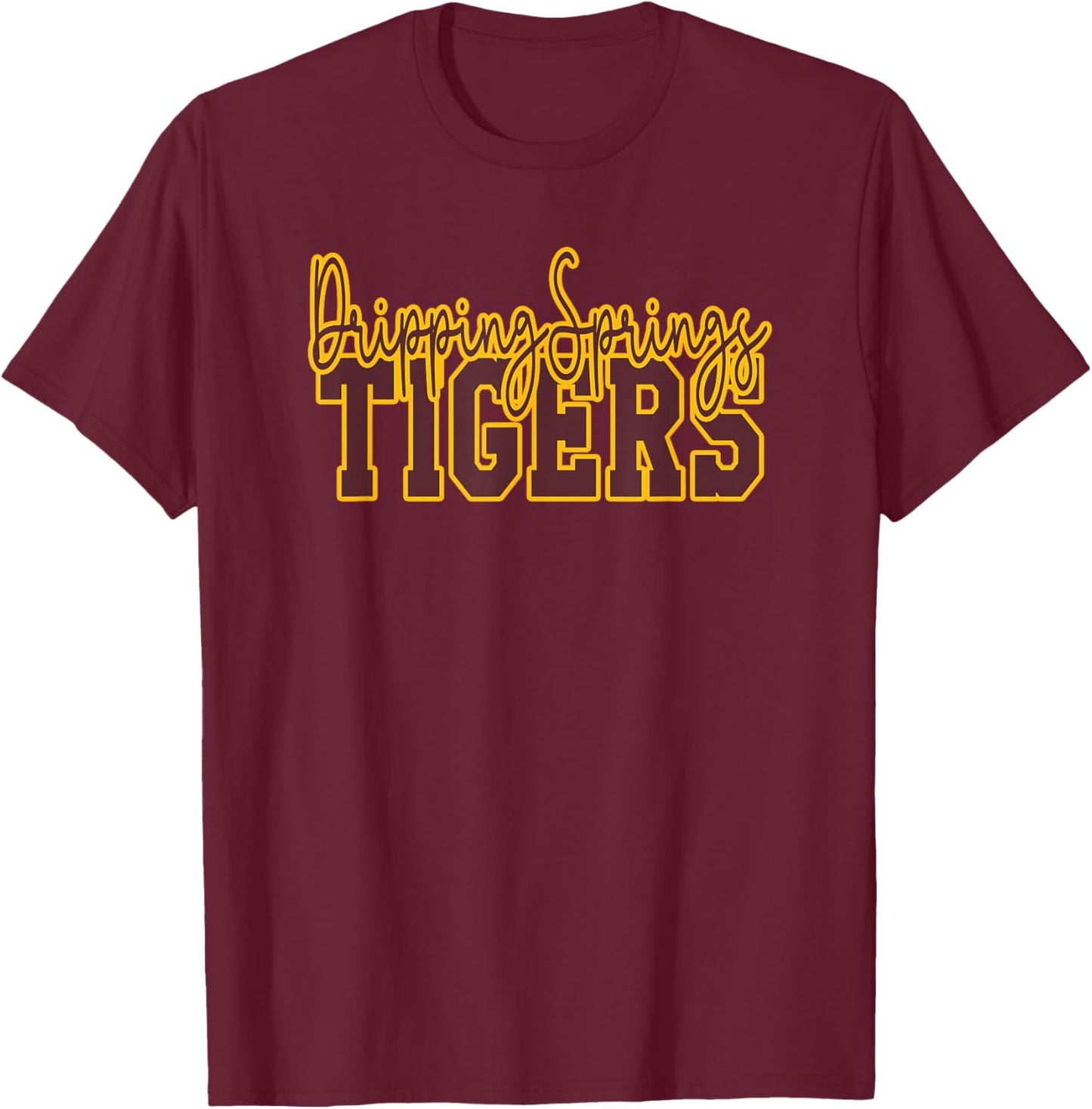 Dripping Springs High School Tigers T-Shirt - T-Shirt | Maroon