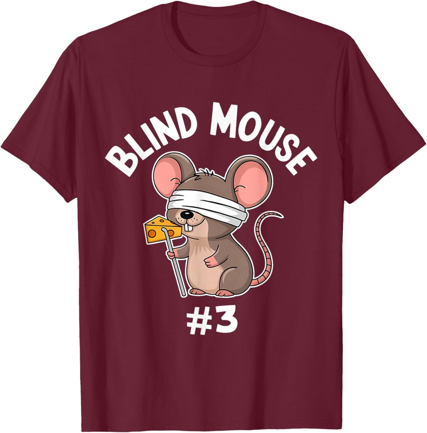 Three Blind Mice Costume Mouse #3 Matching Group T-Shirt - T-Shirt | Maroon