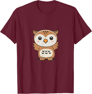 Owl Cute Animals For Kids Manga Owls T-Shirt - T-Shirt | Maroon