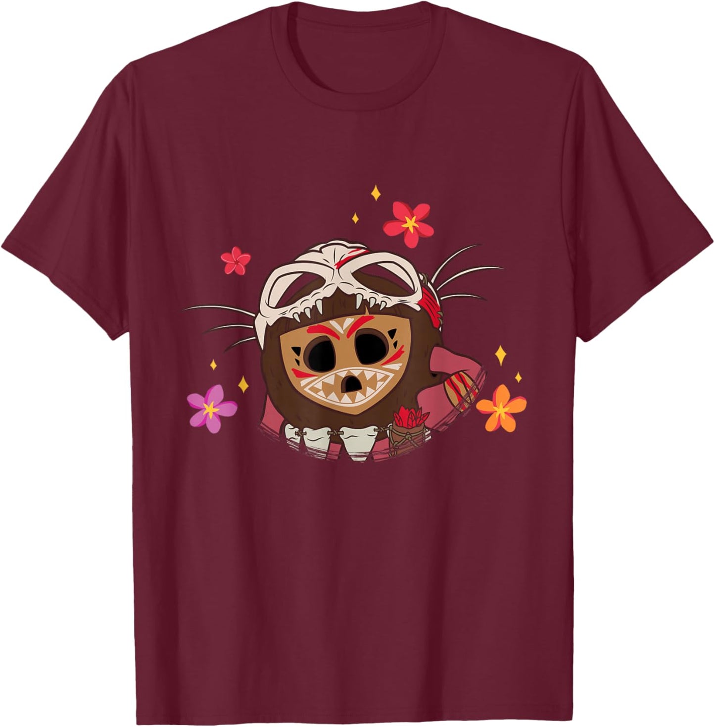 Disney Moana 2 Big Face Kotu Tropical Flowers Costume T-Shirt - T-Shirt | Maroon