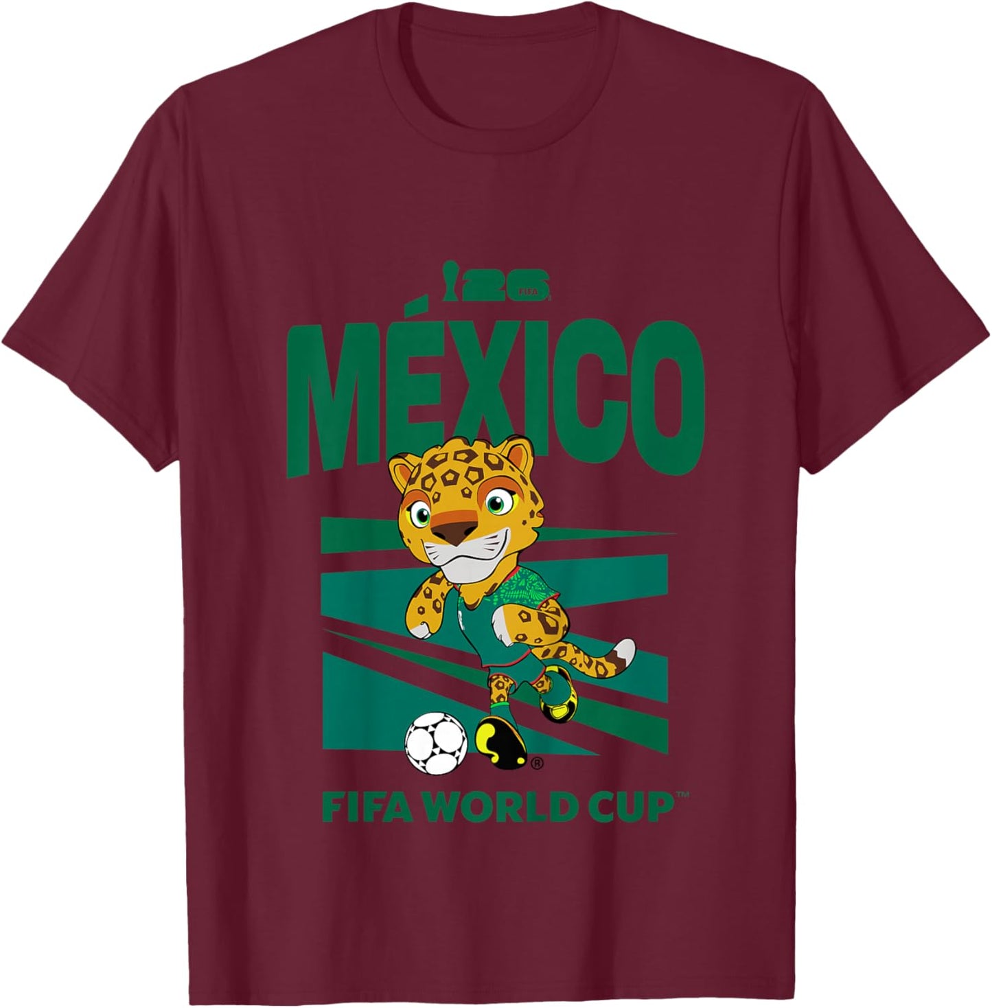 Kids FIFA World CUP26 Mexico Mascot Ball T-Shirt - T-Shirt | Maroon