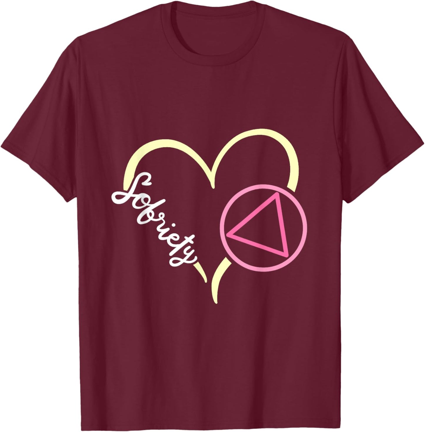Sobriety Heart Sober Anniversary Alcoholic Abstinence Women T-Shirt - T-Shirt | Maroon