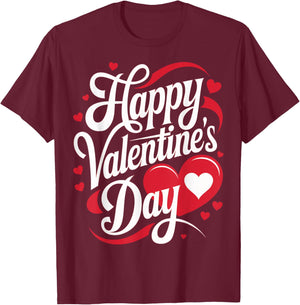 Happy Valentine's Day Heart Valentine's Day T-Shirt - T-Shirt | Maroon