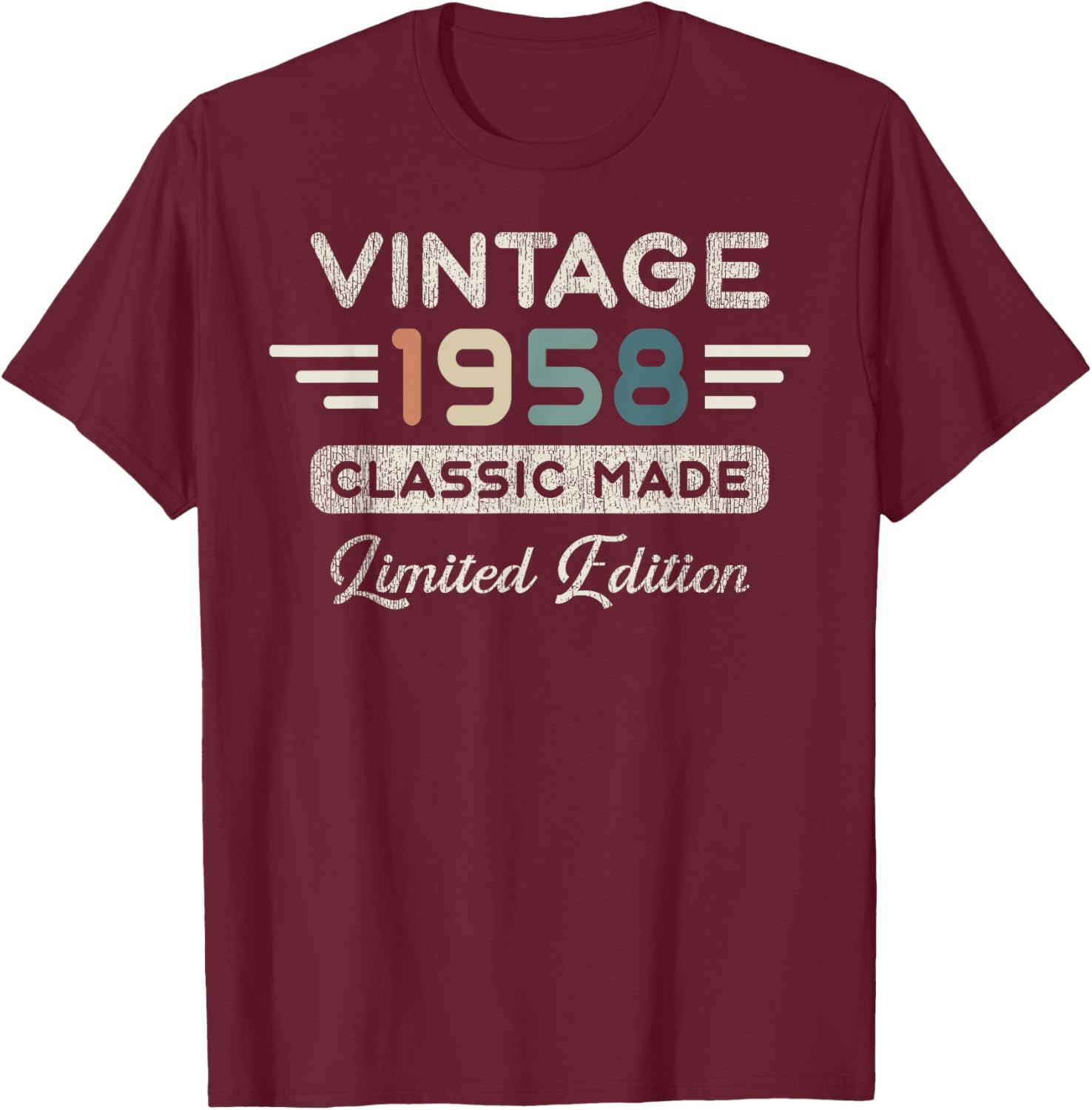 Vintage 1958 Limited Edition 68th Birthday T-Shirt - T-Shirt | Maroon