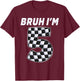 Bruh i'm 5 year old Boy two car racing 5th birthday race car T-Shirt - T-Shirt | Maroon