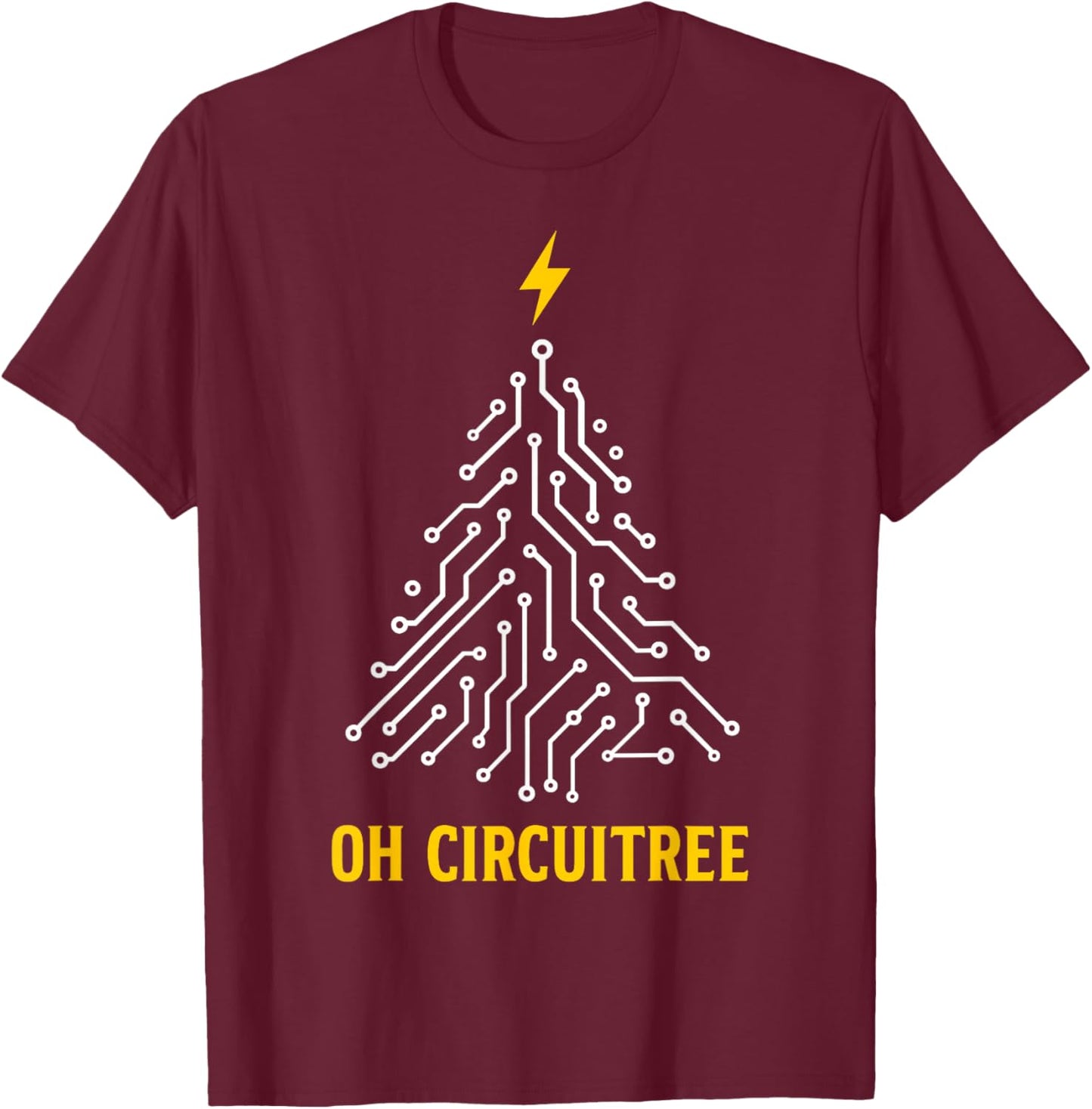 Electrician Christmas Tree Funny Christmas Electrician T-Shirt - T-Shirt | Maroon