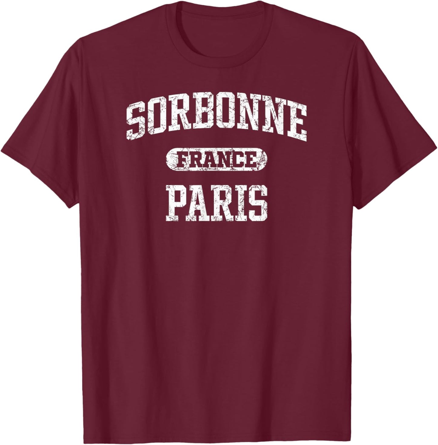 Utopia Sport Paris France Shop Sorbonne Administrative District of Paris France Distressed T-Shirt - T-Shirt | Maroon
